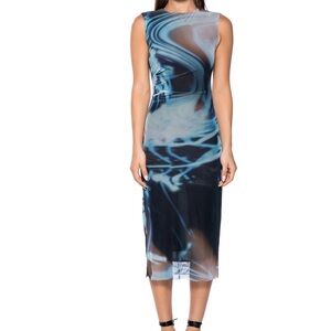 Zara Blue Marble Midi Dress